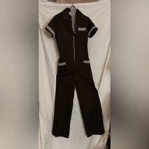 70’s Polyester Brown Jumpsuit with matching belt.